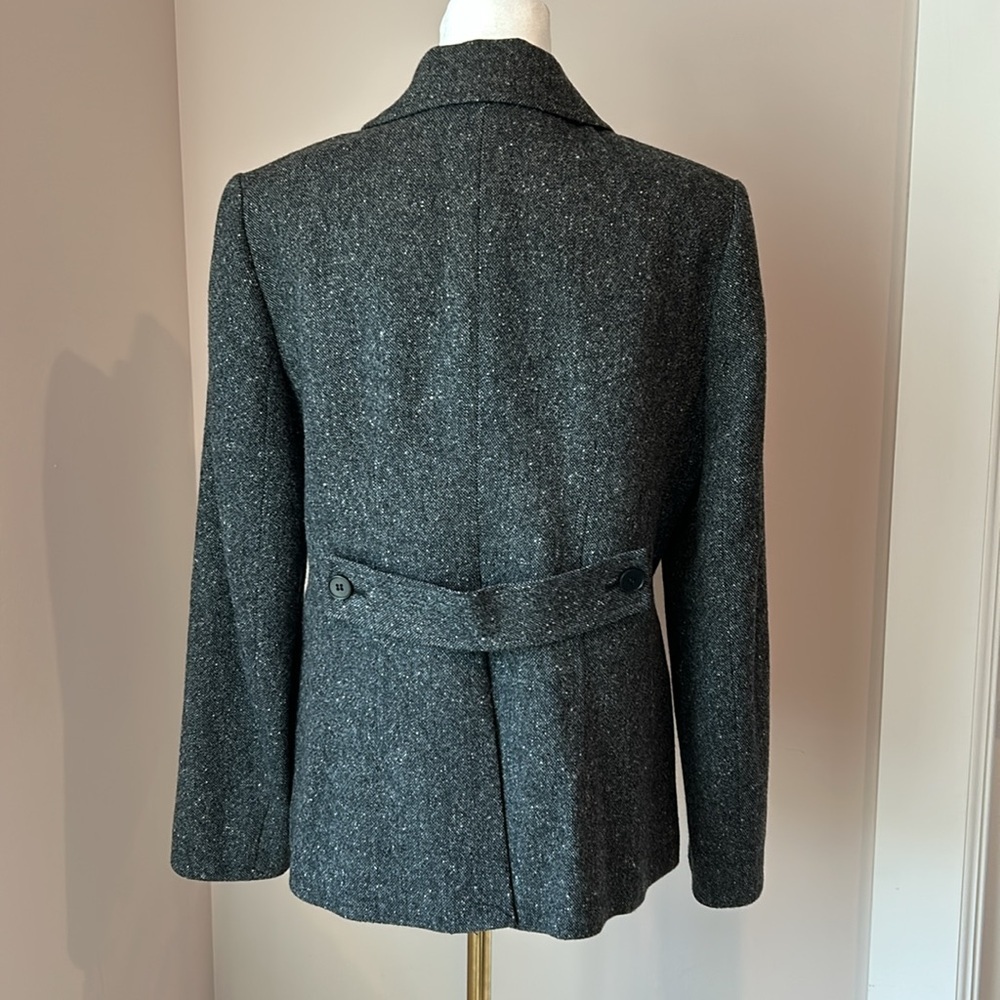 Theory Dark Gray Wool Tweed Button Front Blazer Jacket Lined Size 10 - Picture 6 of 10